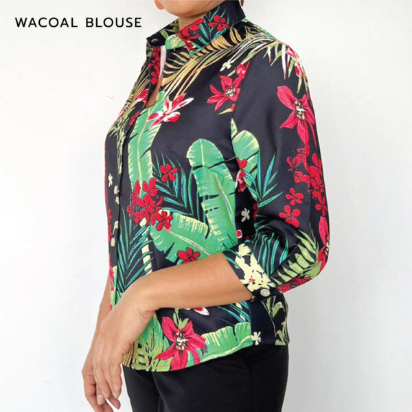 WACOAL BLOUSE WACOAL BLOUSE เสื้อเชิ้ตผ้าโพลีเอสเตอร์พิมพ์ลาย แขน3 ส่วน